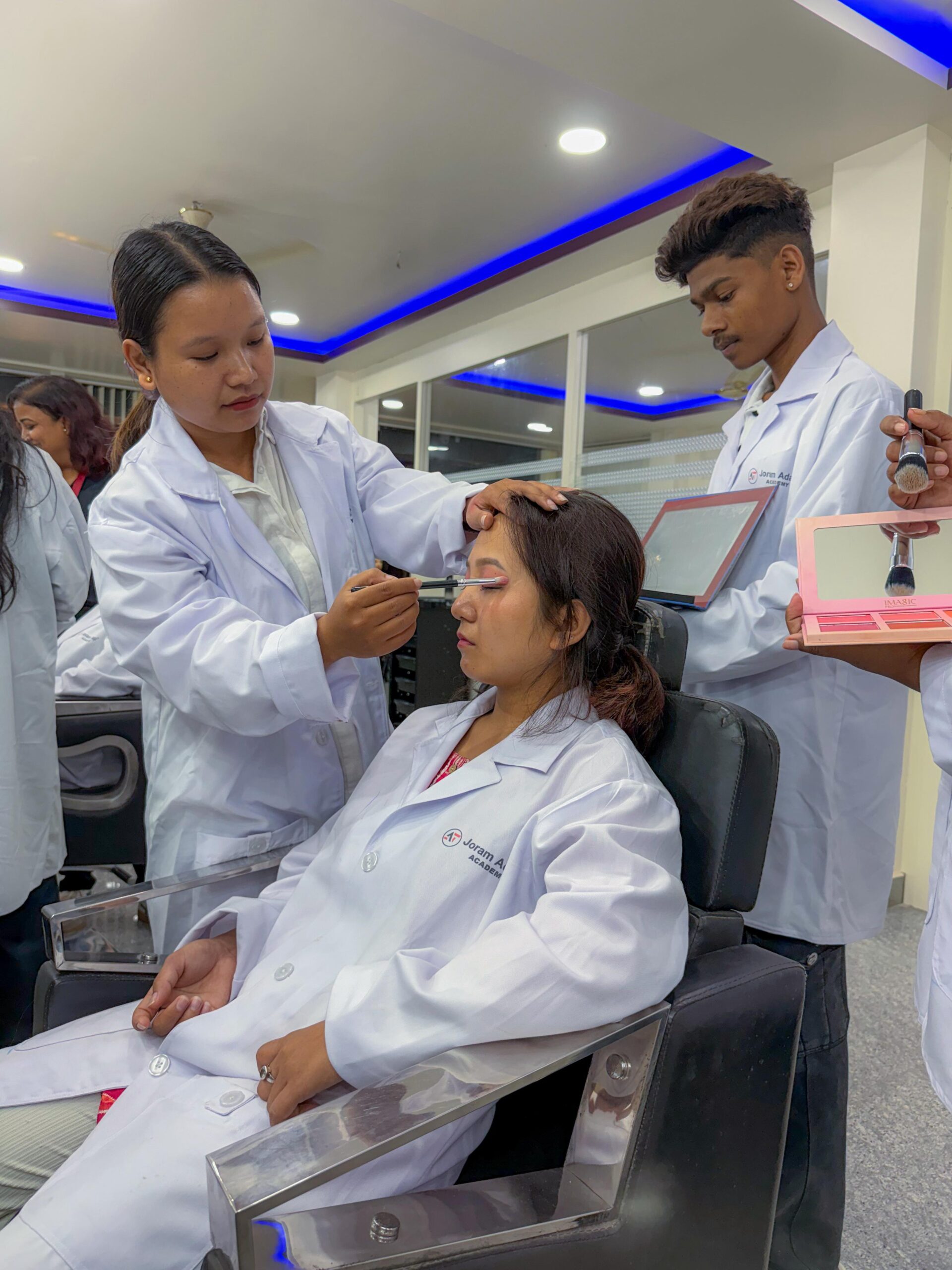 Yankees Academy students during hands-on cosmetology training in Itanagar, Arunachal Pradesh